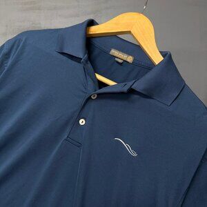 Peter Millar Summer Comfort Navy Blue Solid‎  Performance Golf Polo Shirt Medium